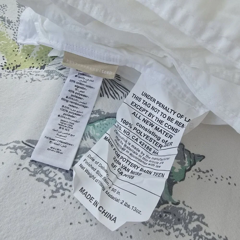 Pottery Barn Teen Cool Cotton/Poly Blend Duvet Insert Full Queen White 88x90